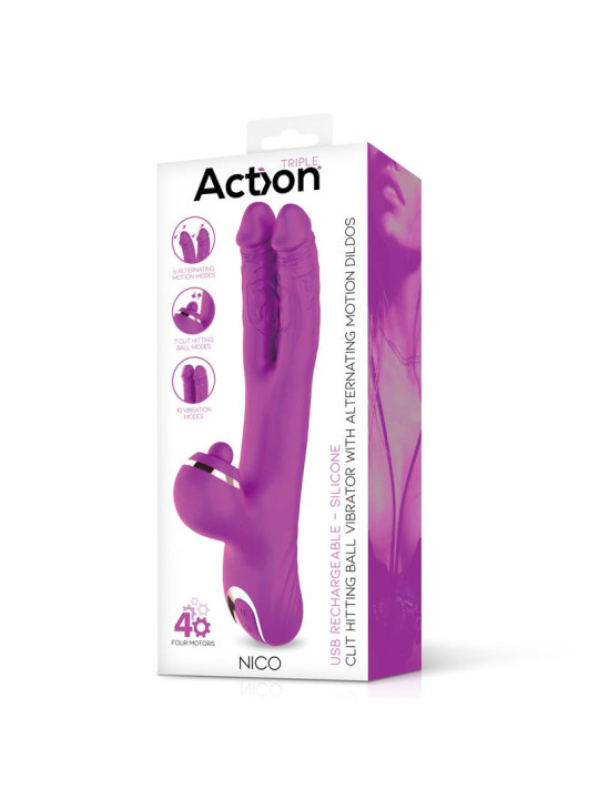 Nico Vibrador con Dildos Alternantes y Bola Percutora 4 Motores