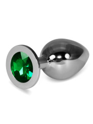 Plug Anal Metal RoseBud Classic con Joya Verde Talla L