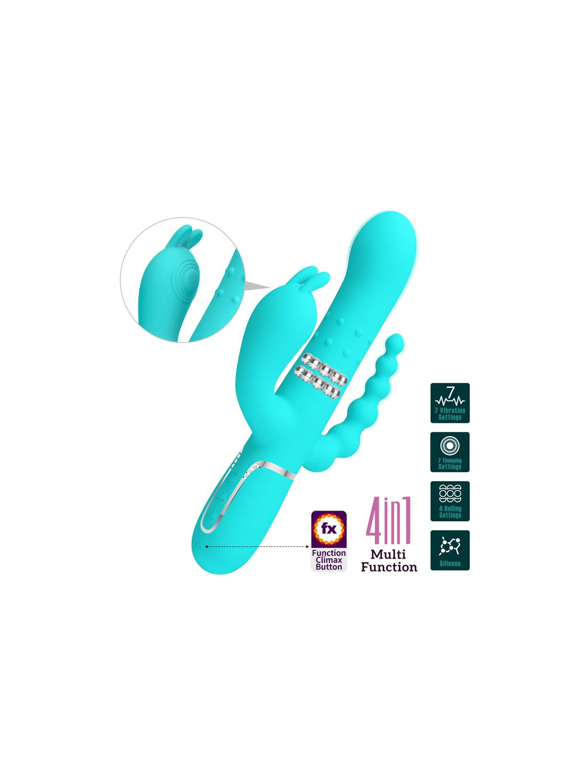 Cammy Vibrador con Bolas Rotadoras y Cadena Anal