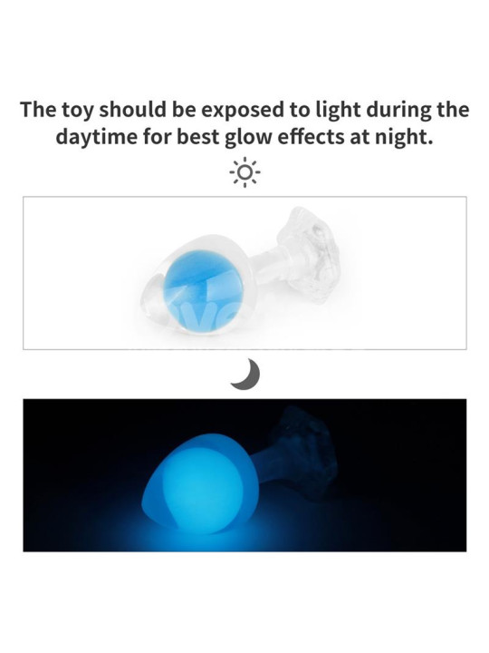 Gemoria Plug Anal Silicona Bola Interna Acero Brilla en la Oscuridad