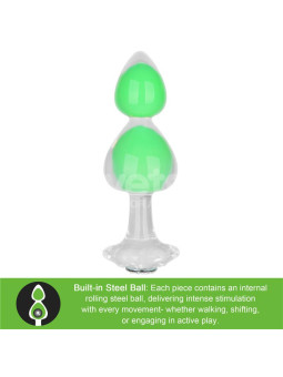 Gemoria Plug Anal Silicona Bola Interna Acero Brilla en la Oscuridad