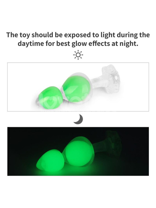 Gemoria Plug Anal Silicona Bola Interna Acero Brilla en la Oscuridad