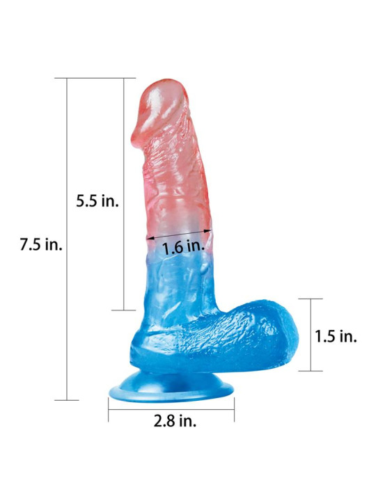 Dildo Dazzle Studs 7.5 Rosa y Azul