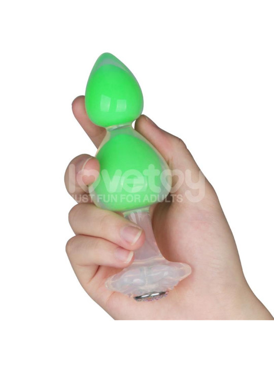 Gemoria Plug Anal Silicona Bola Interna Acero Brilla en la Oscuridad