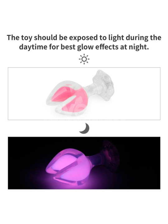 Gemoria Plug Anal Silicona Doble Punta Brilla en la Oscuridad