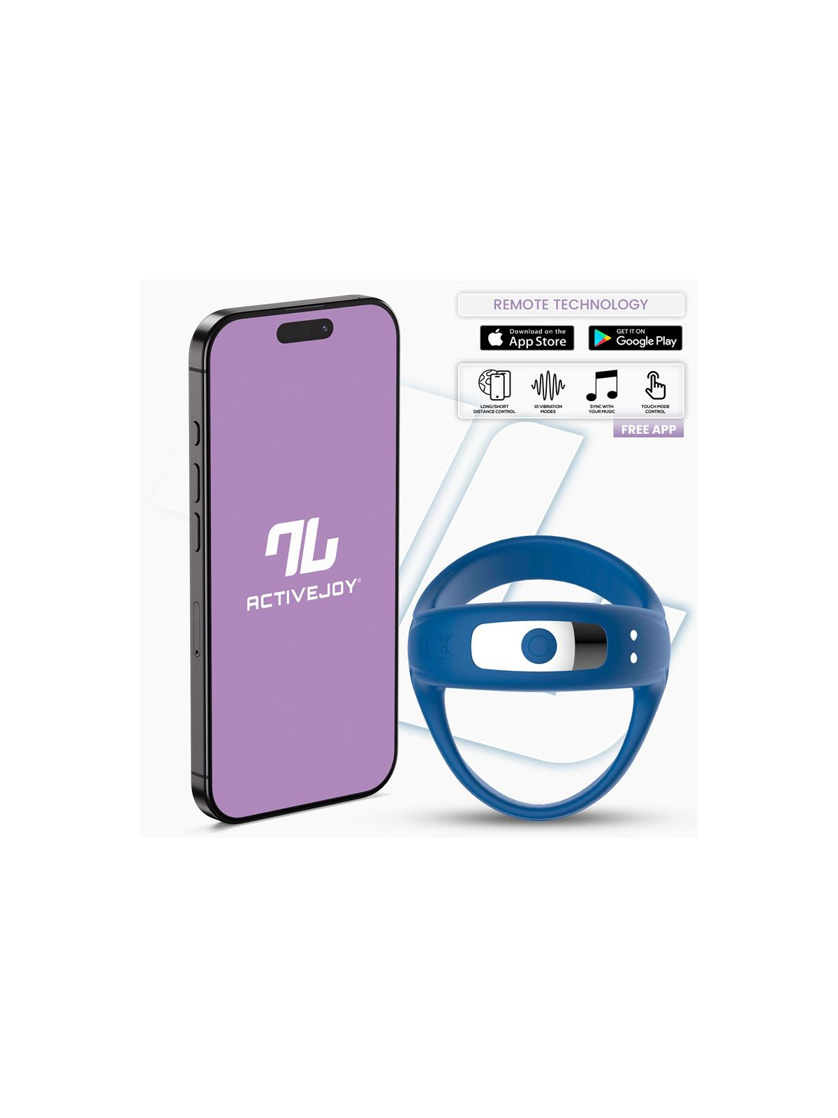 Rank Anillo Vibrador con App Azul