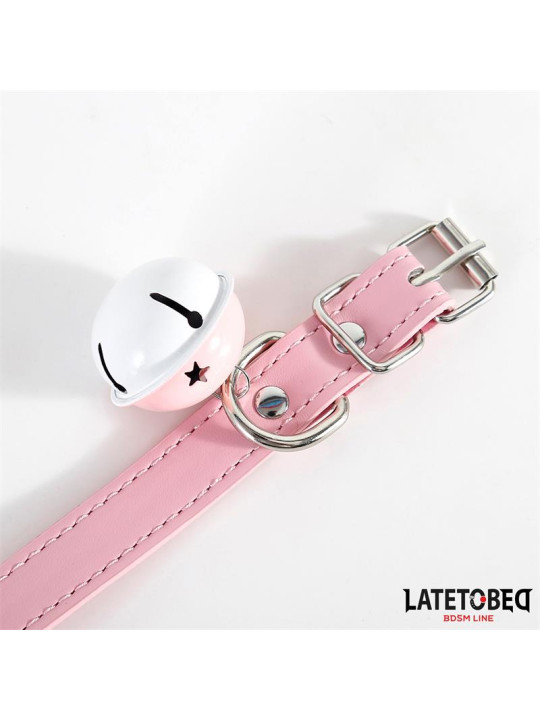 Collar con Cascabel Ajustable Rosa