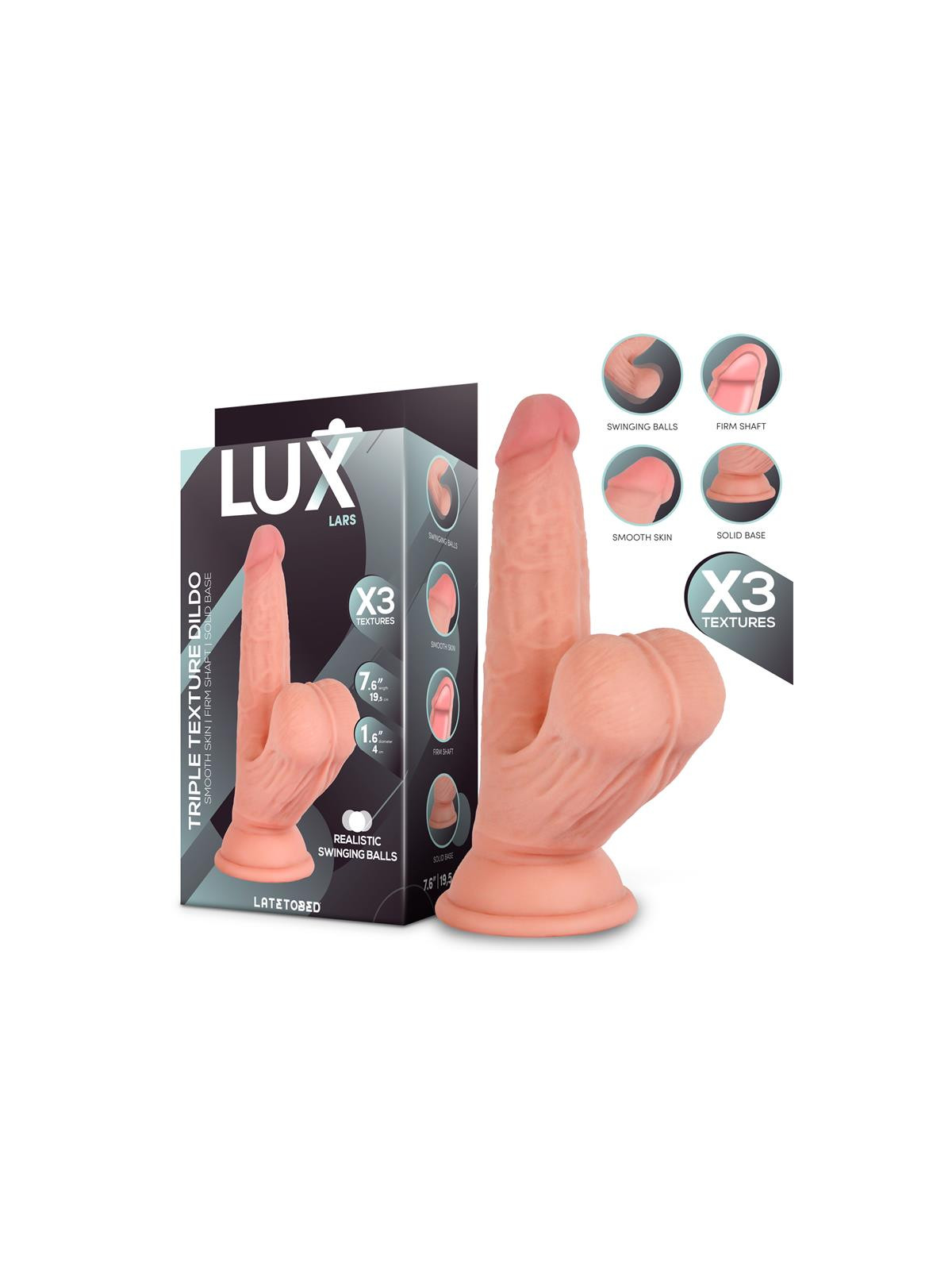 Lars Dildo Triple Densidad con Testículos Oscilantes 7.6