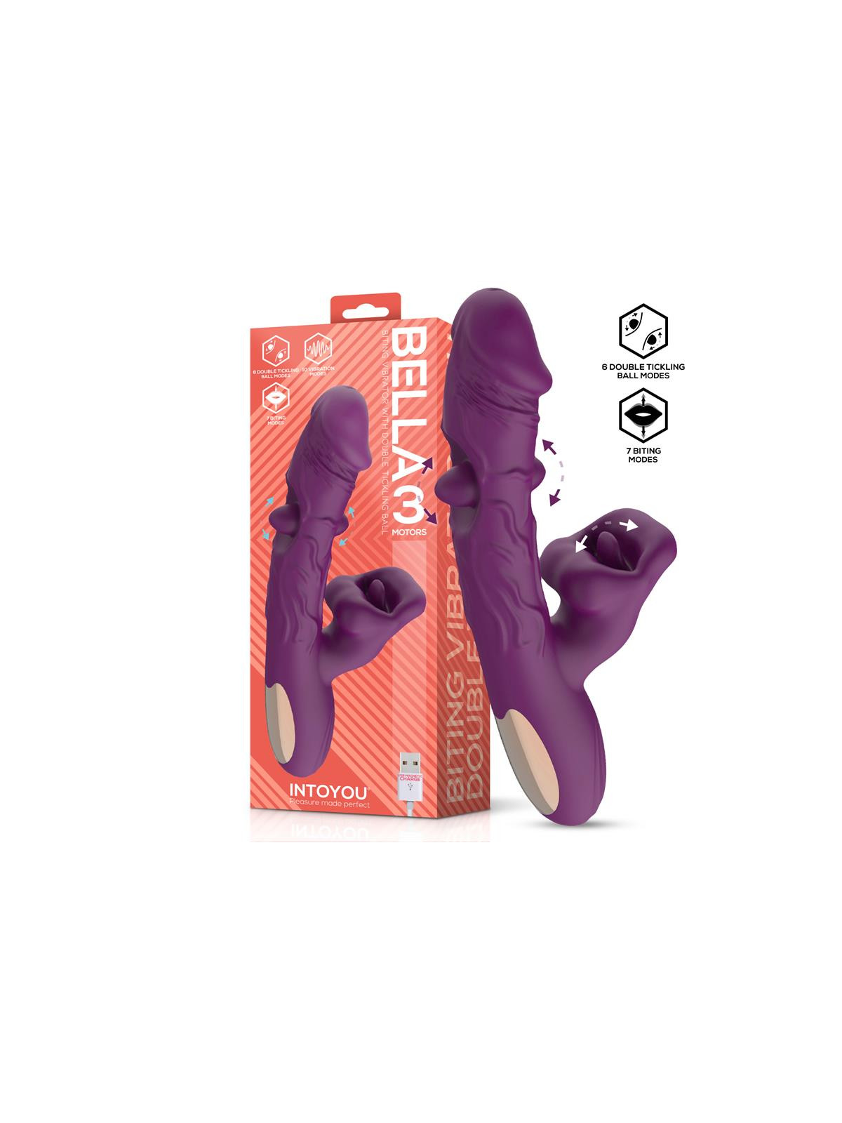 Bella Vibrador Doble Bola Cosquilleante y Mordisqueo 3 Motores
