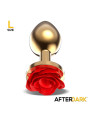 Plug Anal de Metal Dorado con Rosa Roja en la Base Talla L