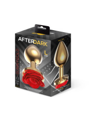 Plug Anal de Metal Dorado con Rosa Roja en la Base Talla L