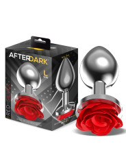 Plug Anal de Metal con Rosa Roja en la Base Talla L