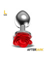 Plug Anal de Metal con Rosa Roja en la Base Talla L