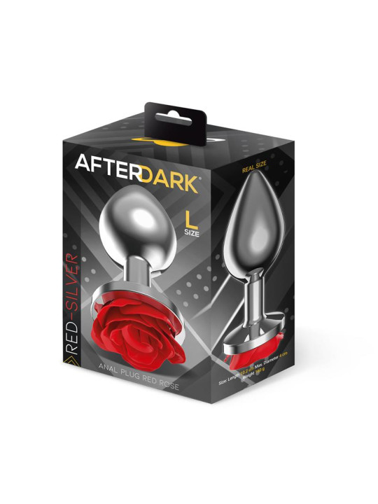 Plug Anal de Metal con Rosa Roja en la Base Talla L