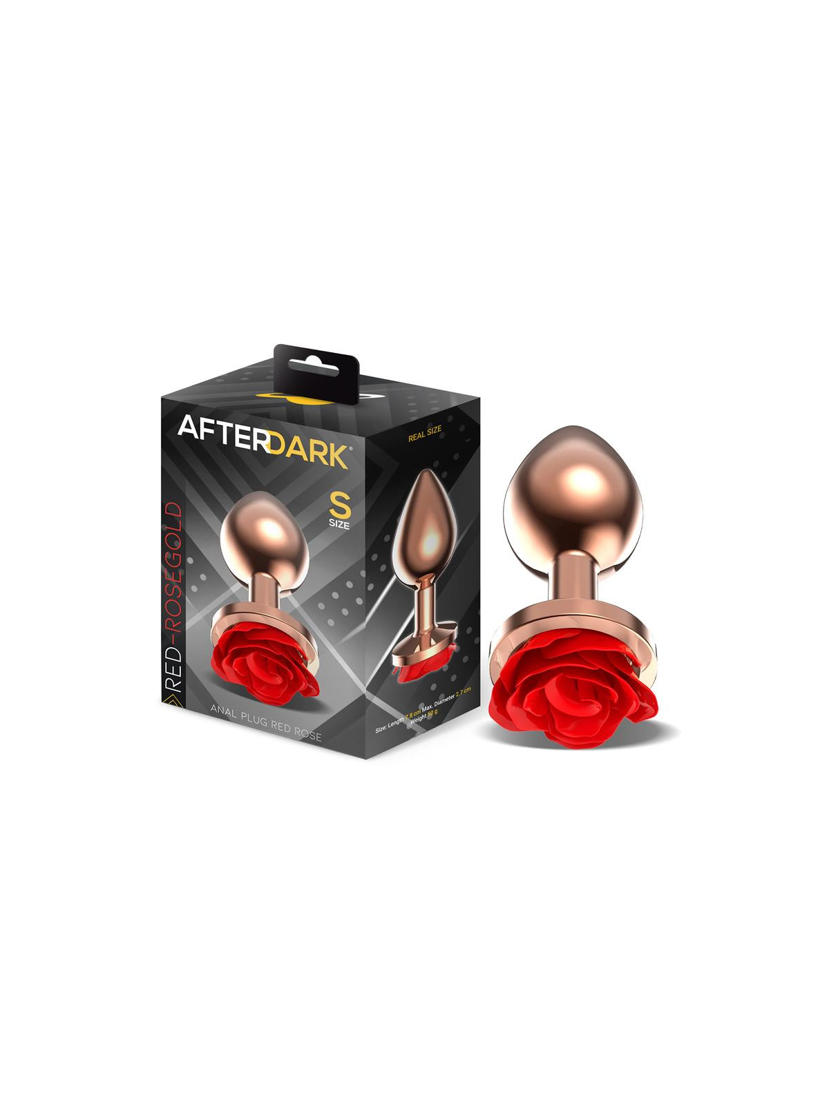 Rose Plug Anal Oro Rosa Rosa Roja en la Base Talla S