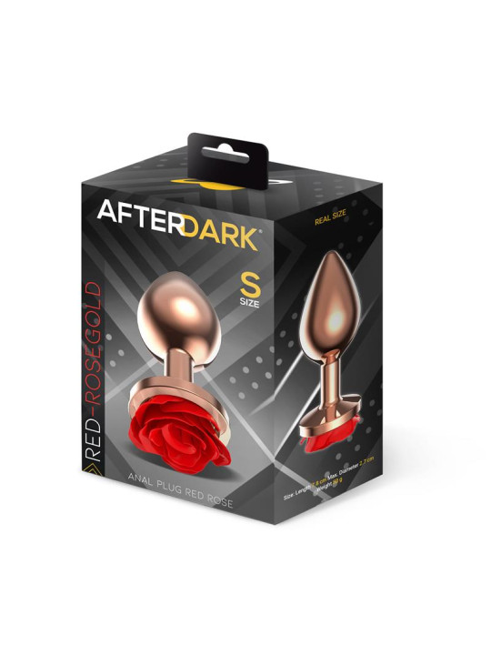 Rose Plug Anal Oro Rosa Rosa Roja en la Base Talla S