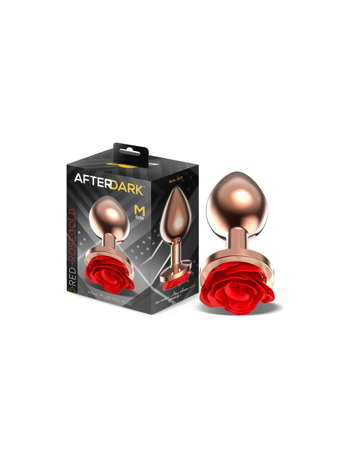 Rose Plug Anal Oro Rosa con Rosa Roja en la Base Talla M