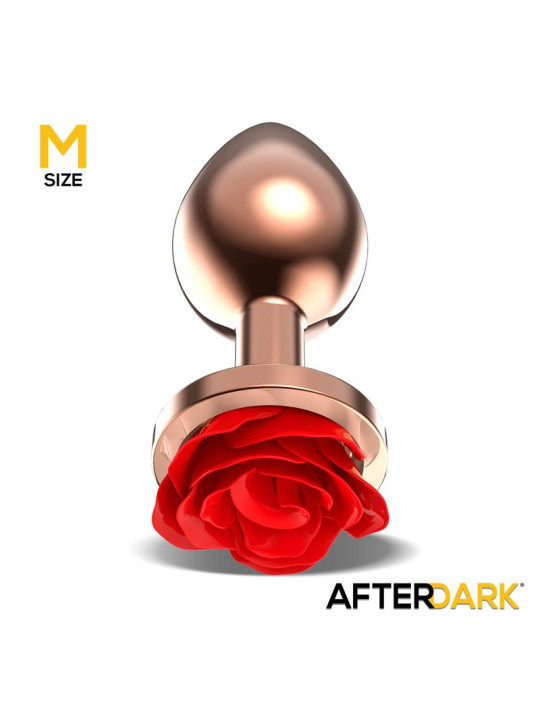 Rose Plug Anal Oro Rosa con Rosa Roja en la Base Talla M
