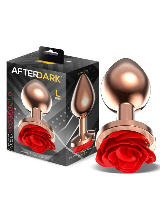 Rose Plug Anal Oro Rosa Base de Rosa Roja Talla L