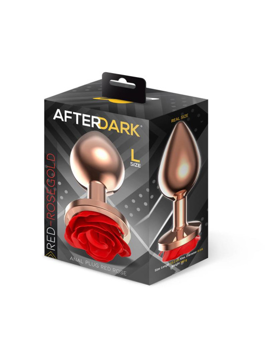 Rose Plug Anal Oro Rosa Base de Rosa Roja Talla L