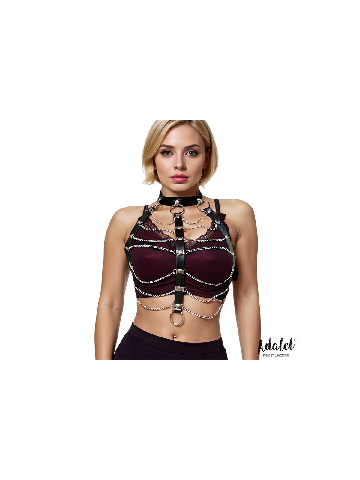 Hilda Arnés de Pecho con Cadenas Cuero Vegano Talla Única