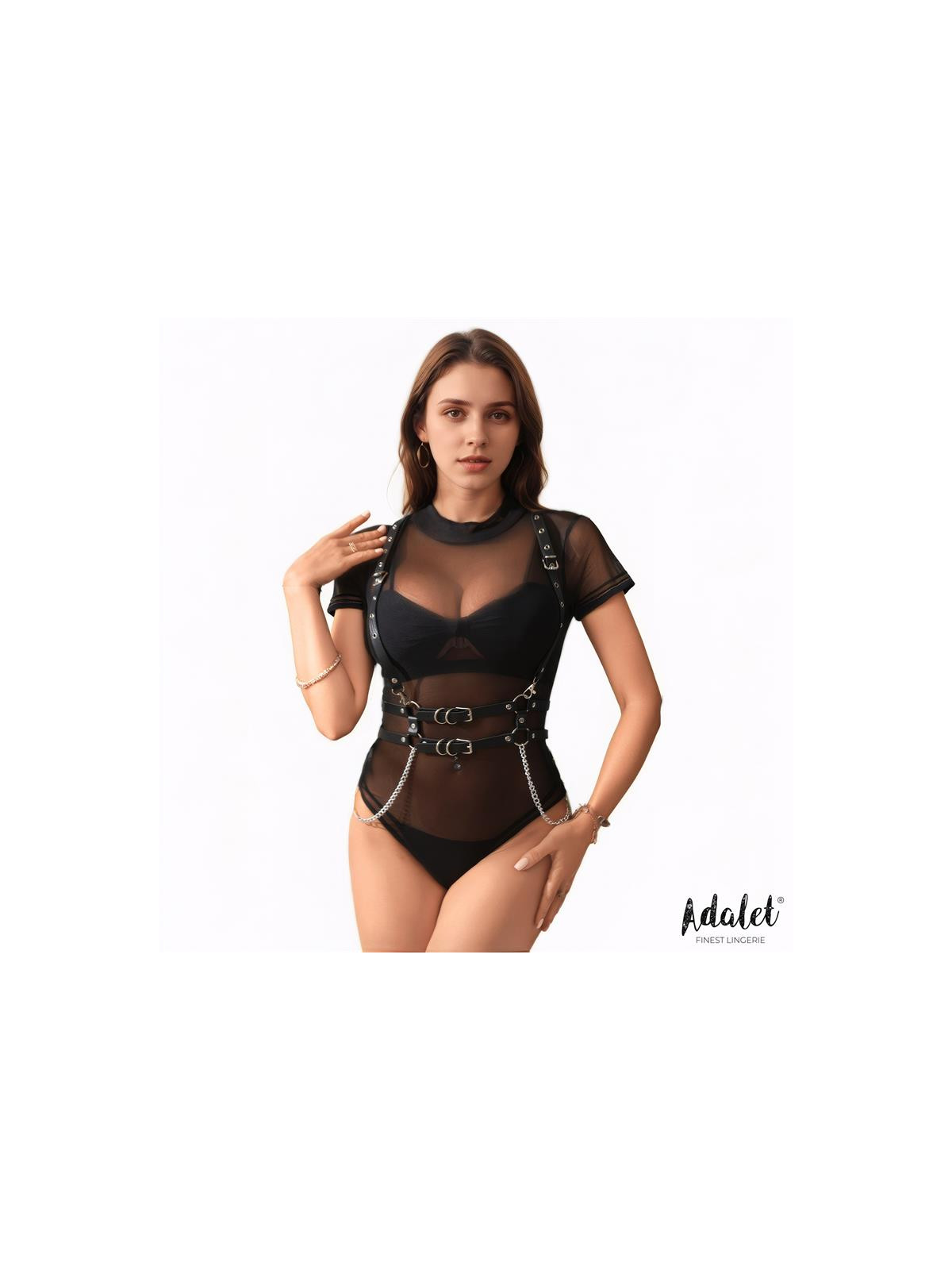 Brenda Arnés para Pecho Cuero Vegano con Cadenas Talla Única