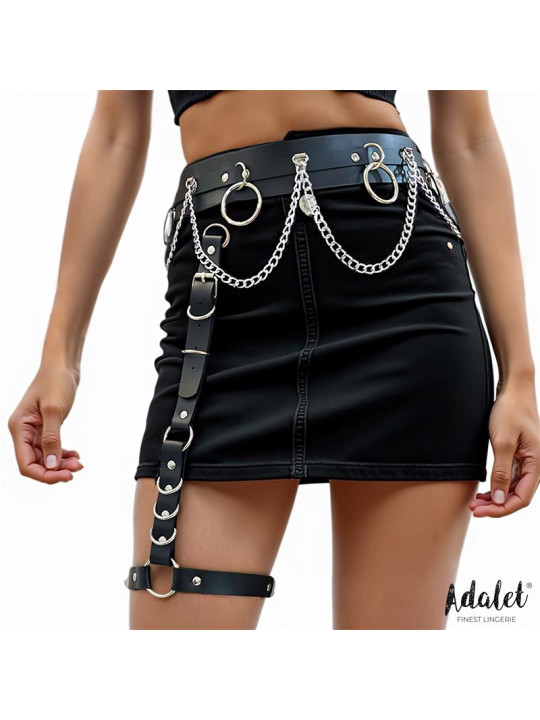 Coral Cinturón con Liga con Cadena Cuero Vegano Talla Única