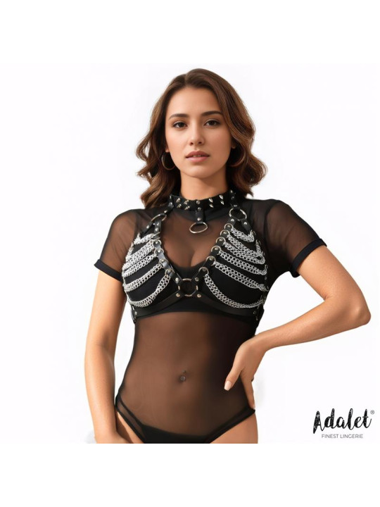 Zaira Sujetador Cuero Vegano con Cadenas Talla Única