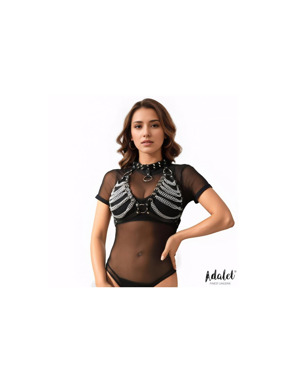 Zaira Sujetador Cuero Vegano con Cadenas Talla Única