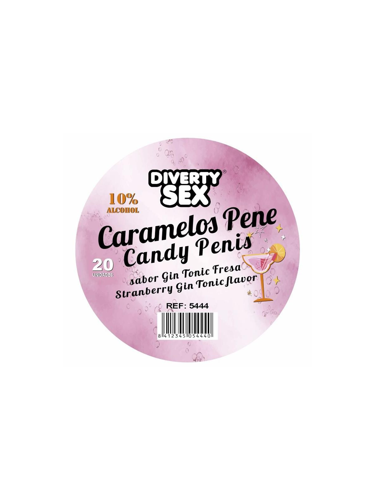 20 Caramelos Forma de Pene Sabor Gin Tonic