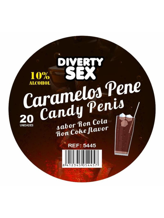 20 Caramelos Forma de Pene Sabor Ron Cola