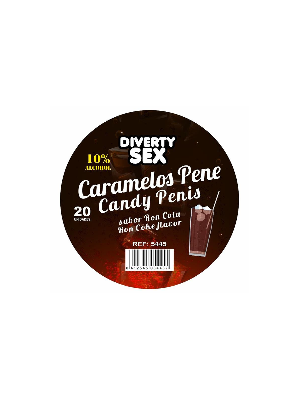 20 Caramelos Forma de Pene Sabor Ron Cola
