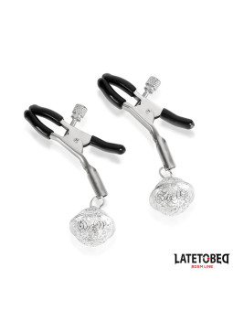 Pinzas para Pezones con Cascabel Plateado y Negro