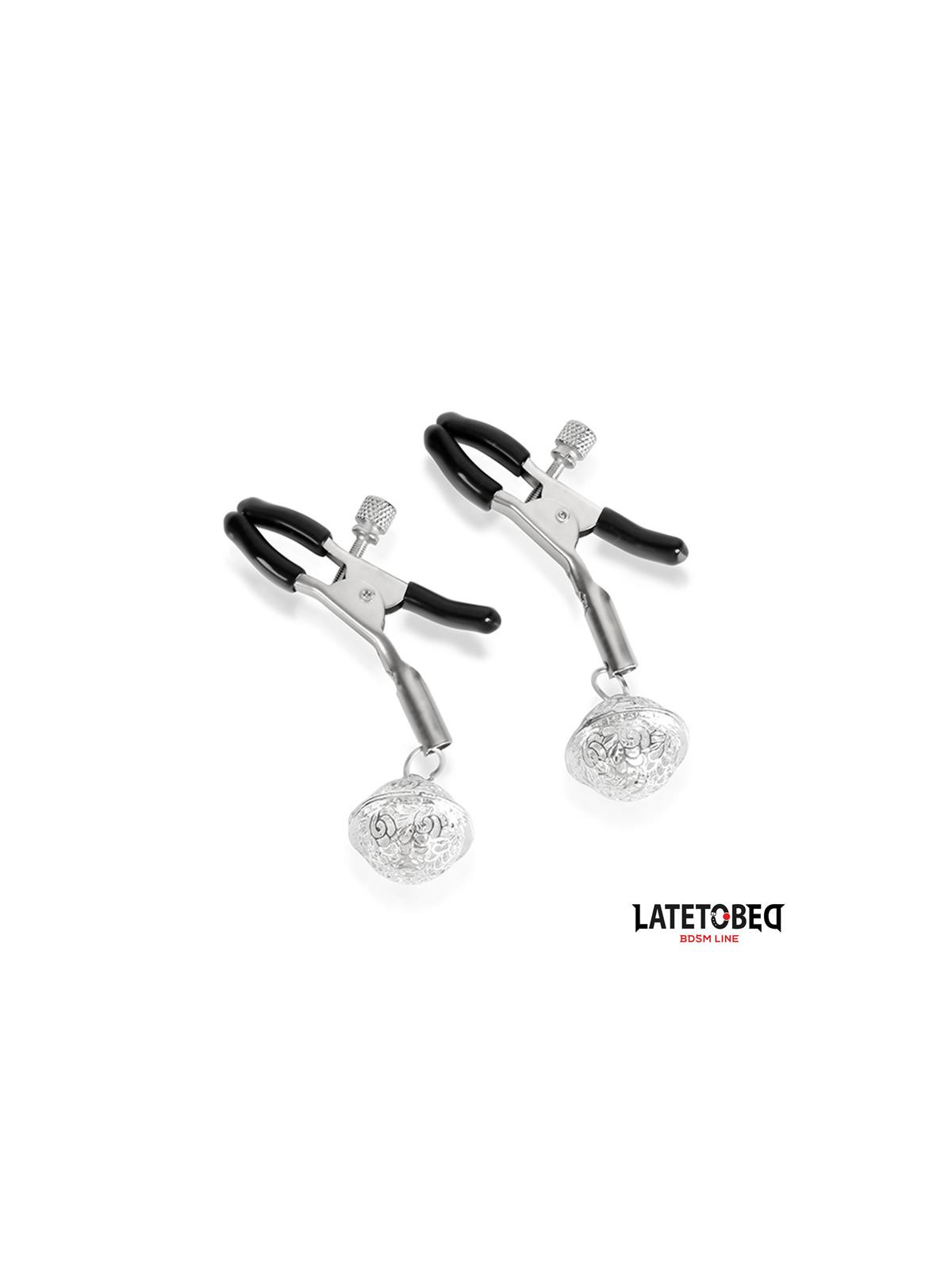 Pinzas para Pezones con Cascabel Plateado y Negro