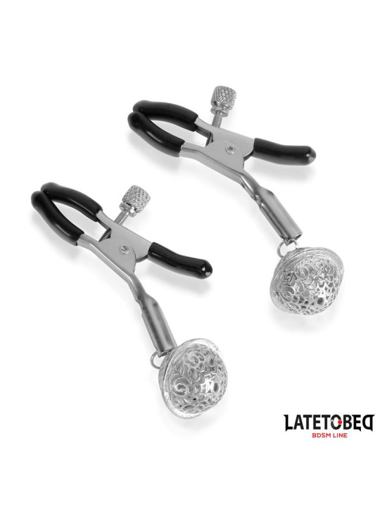 Pinzas para Pezones con Cascabel Plateado y Negro