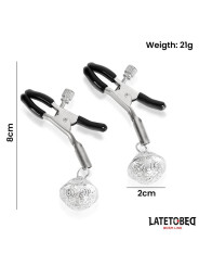 Pinzas para Pezones con Cascabel Plateado y Negro