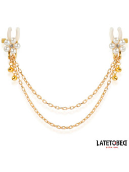 Pinzas para Pezones con Cadena y Flor de Perlas