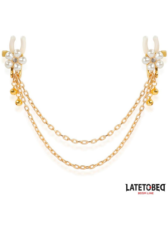 Pinzas para Pezones con Cadena y Flor de Perlas