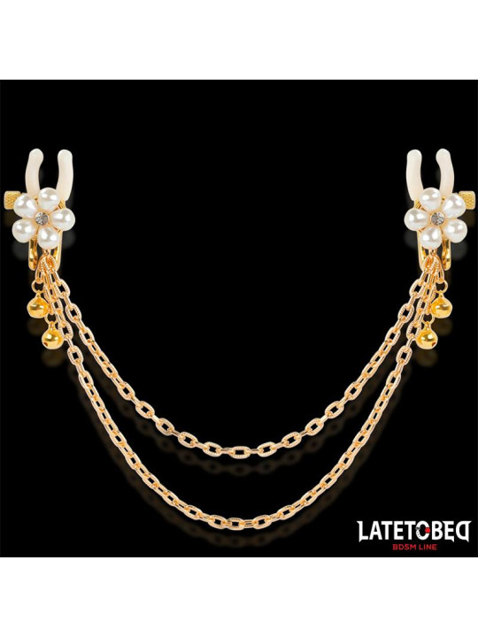 Pinzas para Pezones con Cadena y Flor de Perlas