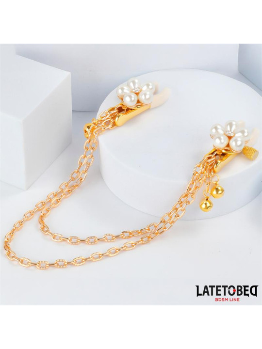 Pinzas para Pezones con Cadena y Flor de Perlas