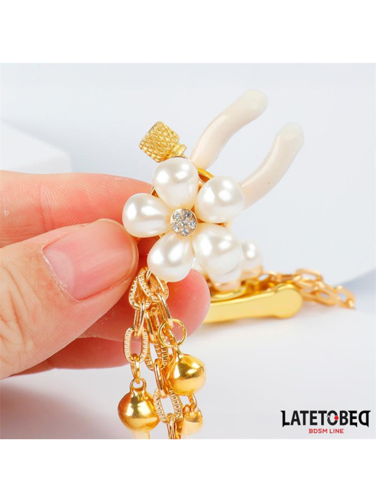 Pinzas para Pezones con Cadena y Flor de Perlas