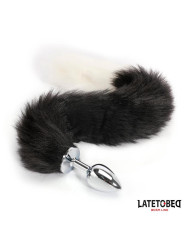 Plug Anal con Cola Blanco y Negro 40 cm