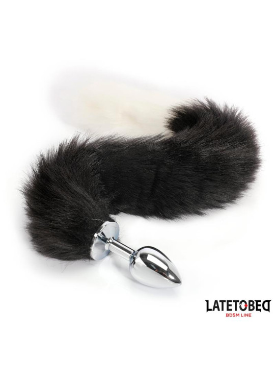 Plug Anal con Cola Blanco y Negro 40 cm