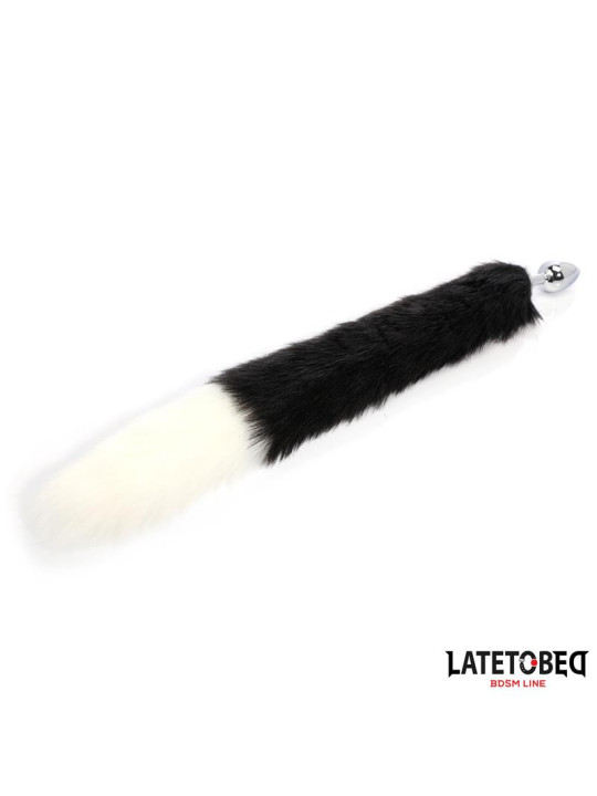 Plug Anal con Cola Blanco y Negro 40 cm
