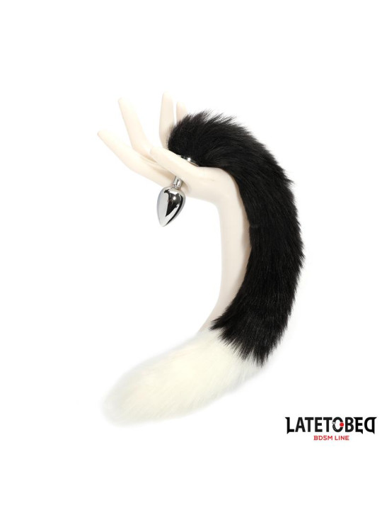 Plug Anal con Cola Blanco y Negro 40 cm