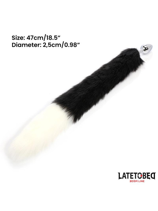 Plug Anal con Cola Blanco y Negro 40 cm