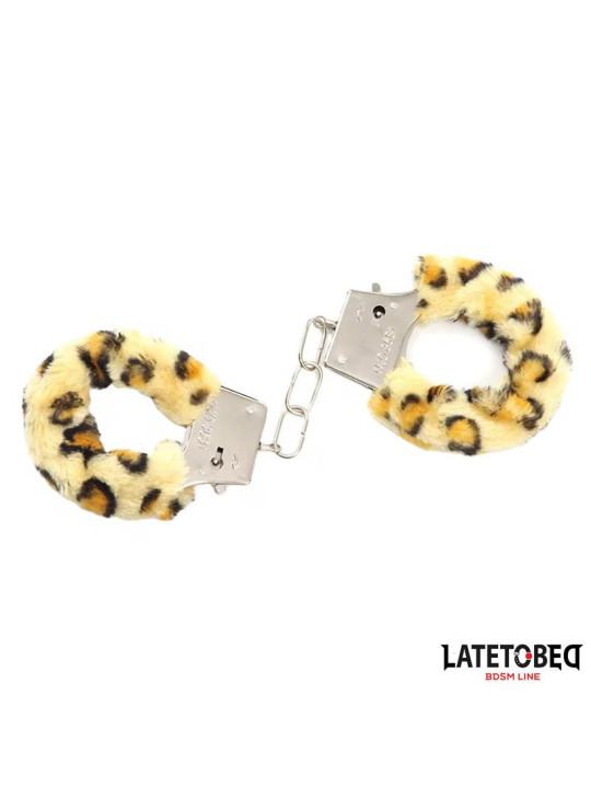 Esposas de Metal Furry con Pelo Animal Print Leopardo
