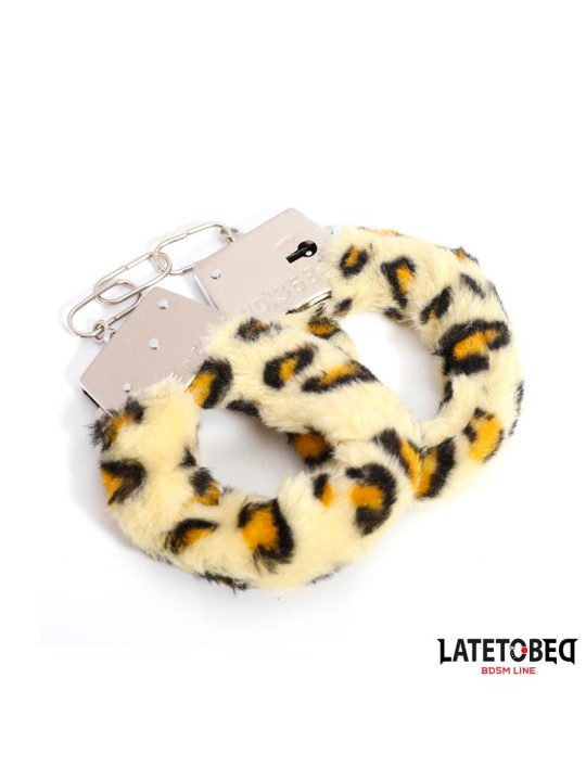 Esposas de Metal Furry con Pelo Animal Print Leopardo