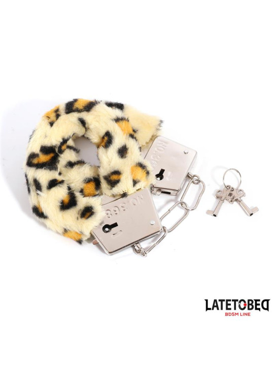Esposas de Metal Furry con Pelo Animal Print Leopardo