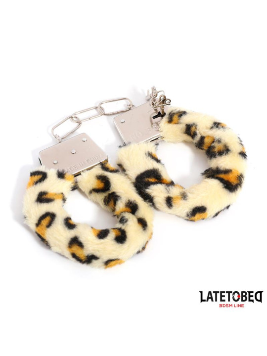 Esposas de Metal Furry con Pelo Animal Print Leopardo
